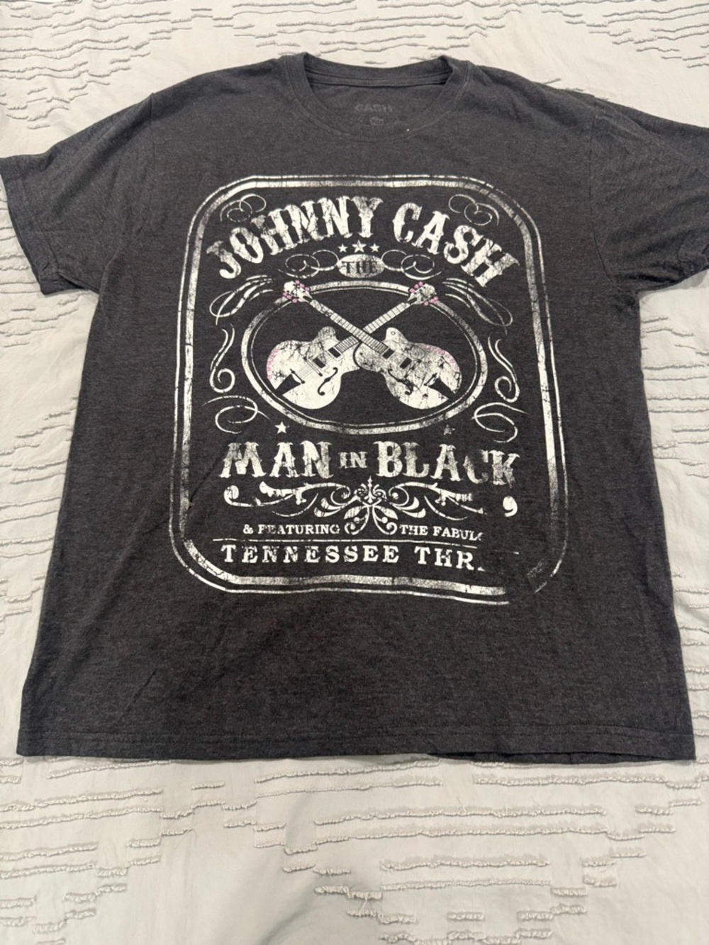 Johnny Cash 'Man in Black' Graphic Tee - Black Heather with Pink Accents - Picture 3 of 9